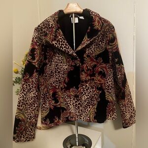 Vintage Gotcha Velvet Covered Paisley Animal Print Blazer Size 8 Made in USA